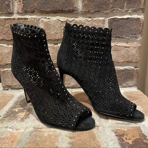 Marc Fisher Black Suede Laser Cut Open Toe